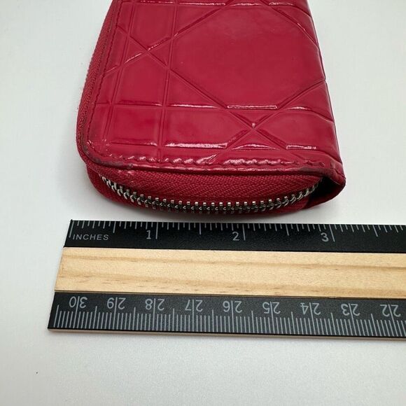 Dior Cannage Pink Patent Leather Compact Wallet Zippy Full Zip - Picture 12 of 14